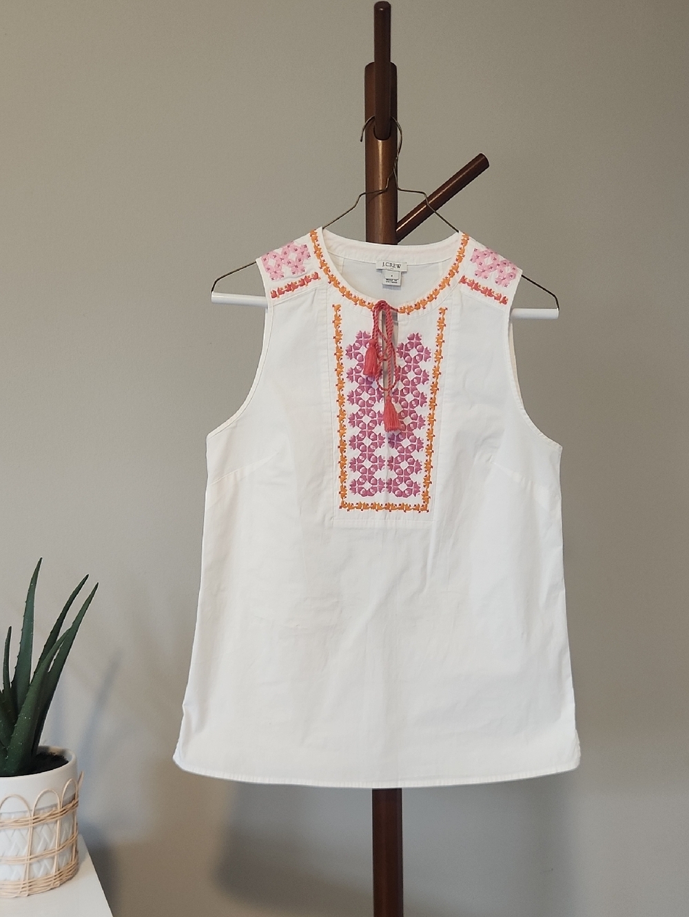 J Crew Embroidered Sleeveless Top